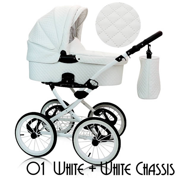 white leather pushchair